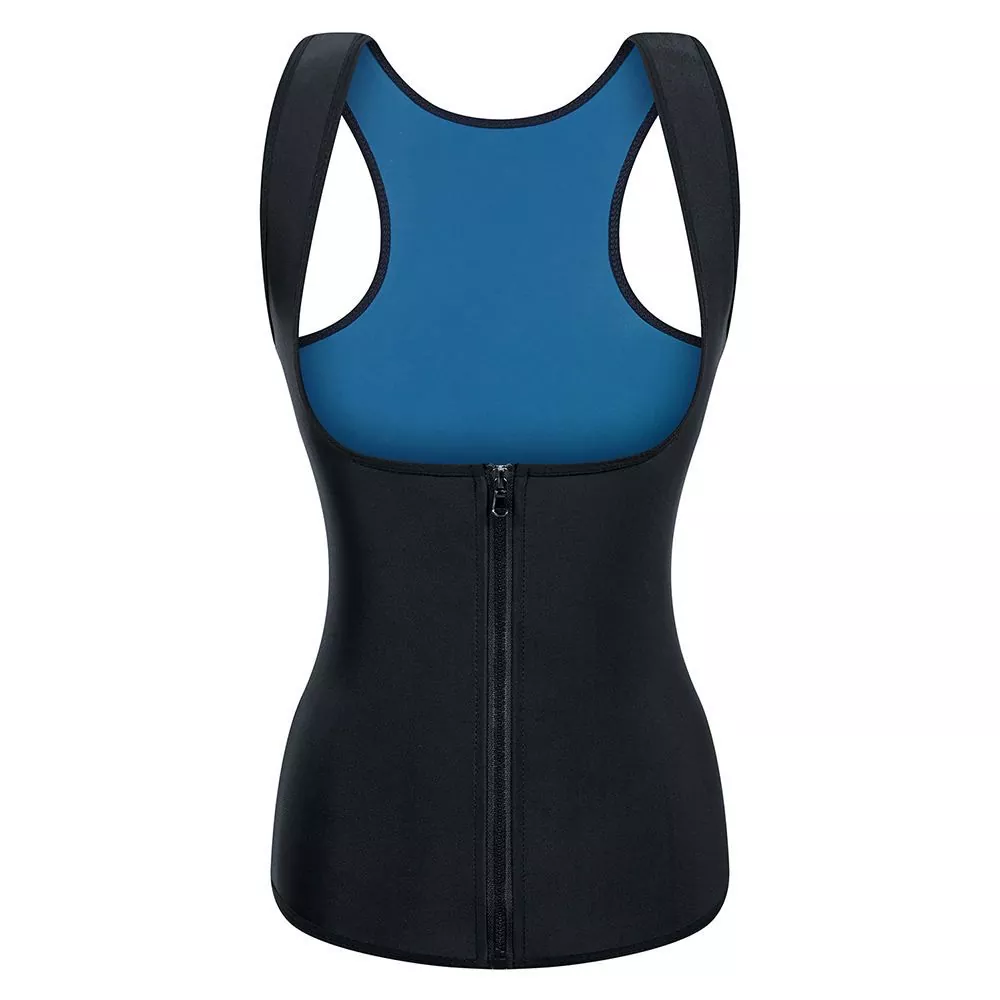 Camiseta sin mangas para sauna con cremallera para mujer